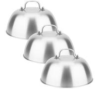 JIEHIN Lot de 3 Cloches à Hamburger de 16 cm - en Acier Inoxydable - avec poignée - pour Cheeseburger, Barbecue et Steak