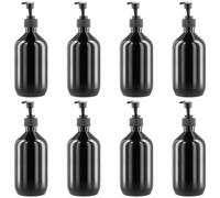 JIEHIN Lot de 8 Flacons Pompe Vide 500ml - Distributeurs de Savon Liquide en Plastique Noirs à Remplir - pour Gel Douche, Shampoing, Lotions