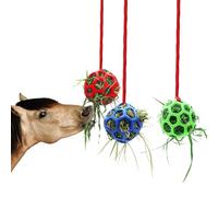 jiejack Balle de foin en forme de cheval - Jouet pour chevaux - Boule de foin suspendue - Ralentissement de l'alimentation - Balle de nourriture pour chevaux - Jouet pour chèvres et moutons (bleu +
