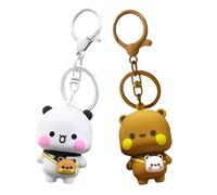 jiejack Lot de 2 porte-clés anime Du Bu Bu, pendentif panda de dessin animé, joli pendentif pour sac à main, cadeau parfait pour votre partenaire et ami