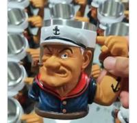 jiejack Popeye Power Tasse à café en céramique Cadeau motivant pour homme Figurine de dessin animé Salon Bureau Décoration de bureau Vaisselle peinte à la main Boîte cadeau Emballée (C)