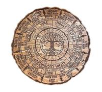 jiejack Tree of Life Wheel of The Year Wood Sign Roue de l'année - Plaque en bois - 20 x 20 cm - Style rétro celtique - Calendrier des vacances - Fait à la main - Vintage - Décoration de table