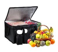 JIELUO Sac de livraison de nourriture, sac isotherme 3XL avec porte-gobelet - Sac isotherme réutilisable pour aliments froids et chauds avec couvercle et double fermeture éclair