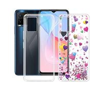 JIENI Coque pour Vivo Y01 (6.51"), Souple TPU Housse étuis Silicone Etui Back Case pour Vivo Y01 - Anti-Rayures - Deux Morceaux - Transparent + Ballon romantique-YQ29