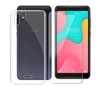 JIENI Coque pour Wiko Y60 Souple Cristal Transparent Silicone TPU Clear Cover Housse Bumper Étui Case + Verre trempé écran Film Protecteur pour Wiko Y60 (5.45")