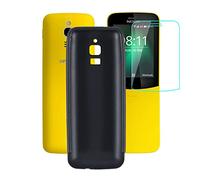 JIENI pour Nokia 8110 4G (2.40") Coque + Protecteurs d'écran,Souple TPU Silicone Anti-Chute Housse Étui + 9H Verre Trempé-Black
