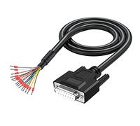 Jienk Câble d'extension série RS232 15 broches 24 AWG DB15 femelle - Connecteur plaqué or à 15 broches avec câble à extrémité dénudée