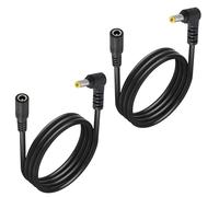 Jienk Lot de 2 câbles d'extension d'alimentation DC5525 à angle droit 18 AWG de 0,9 m, 5,5 mm x 2,5 mm, prise mâle vers femelle à 90 degrés pour caméra de sécurité CCTV, DVR, bande lumineuse LED de
