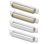 Jienk Lot de 4 connecteurs à souder DB37 RS232 série D-SUB, joints plaqués or, port série RS232, coupleurs sous-coupleurs D 37 broches (2 mâles, 2 femelles x 2)
