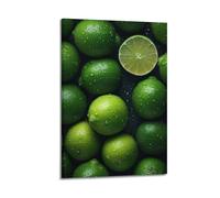 JIERUANYING Décoration murale artistique moderne à suspendre motif citron vert avec gouttes de rosée pour salon et cuisine 20 x 30 cm