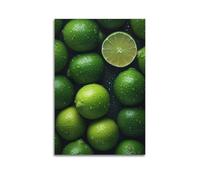 JIERUANYING Décoration murale artistique moderne à suspendre motif citron vert avec gouttes de rosée pour salon et cuisine 20 x 30 cm