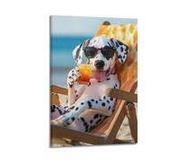 JIERUANYING Décoration murale artistique moderne à suspendre pour salon et chambre d'enfant Motif dalmatien sur la plage 40 x 60 cm