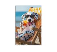 JIERUANYING Décoration murale artistique moderne à suspendre pour salon et chambre d'enfant Motif dalmatien sur la plage 40 x 60 cm
