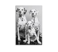 JIERUANYING Décoration murale moderne à suspendre pour salon et chambre à coucher Motif groupe dalmatien noir et blanc 60 x 90 cm