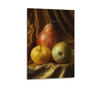 JIERUANYING Poire et pomme nature morte Art mural décoratif sain pour cuisine et salle à manger Décoration murale artistique moderne à suspendre 50 x 75 cm