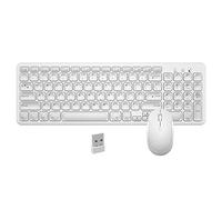 JieruiDeng Ensemble clavier et souris sans fil 2,4 GHz USB fin et silencieux pour ordinateur, ordinateur portable, PC de bureau, Mac (blanc)