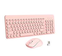 JieruiDeng Ensemble clavier et souris sans fil 2,4 GHz USB sans fil pleine taille avec pavé numérique et souris silencieuses pour ordinateur portable et PC (rose)