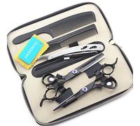 JIESENYU Ensemble de ciseaux de coupe et d'amincissement professionnels à poignée de lion noir Ciseaux Barber Japan 440C