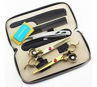 JIESENYU Tondeuse à cheveux japonaise 440C avec manche en lion doré de 6 pouces Ciseaux à couper et à effiler pour coiffeur