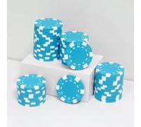 JIESITE Monte Carlo Lot de 50 jetons de poker en ABS de qualité casino pour Texas Hold'em, Blackjack, jeux de poker de nuit Bleu clair 11,5 g