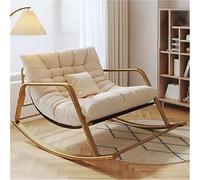 JIESOO Chaise Berçante Double Confortable Chambre Coucher,Chaise Berçante Rembourrée Et Respirante avec Accoudoirs, Chaise Longue Jardin D'extérieur(Beige,Golden Feet)