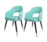 JIESOO Ensemble de 2 Fauteuils Salle Manger Salon Moderne,Chaises Salle Manger Cuisine,Chaises Bureau Salon,Sièges Cuir PU Style Médiéval, Pieds Métal(Mint Green)