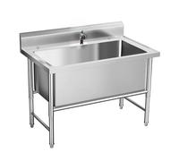 JIESOO Évier Cuisine Utilitaire Professionnel Acier Inoxydable Grand Évier Simple, Cuve Linge Profonde Autoportante for Cuisine Ou Bar Extérieur(Deep:15.7in,100X60cm/39.3X23.6in)