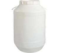 JIESOO Fût de stockage scellé en plastique avec couvercle en polyéthylène | Pour céréales, liquides, ménage et usine - Tambour robuste scellé avec poignées (blanc, 100 l)