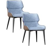 JIESOO Lot de 2 Chaises Salle Manger Modernes,Chaise Cuisine avec Pieds Métal,Chaise Salle Manger Rembourrée Cuir for Salle Manger Salon Salle D'attente Cuisine(B Light Blue Coffee)