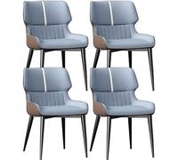 JIESOO Lot de 4 Chaises Salle Manger Modernes,Chaise Cuisine avec Pieds Métal,Chaise Salle Manger Rembourrée Cuir for Salle Manger Salon Salle D'attente Cuisine(A Light Blue Coffee)