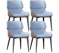 JIESOO Lot de 4 Chaises Salle Manger Modernes,Chaise Cuisine avec Pieds Métal,Chaise Salle Manger Rembourrée Cuir for Salle Manger Salon Salle D'attente Cuisine(B Light Blue Coffee)