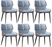 JIESOO Lot de 6 Chaises Salle Manger Modernes,Chaise Cuisine avec Pieds Métal,Chaise Salle Manger Rembourrée Cuir for Salle Manger Salon Salle D'attente Cuisine(A Light Blue Coffee)