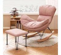 JIESOO Mobilier Salon Fauteuil Bascule Confortable Fauteuil Lounge Rembourré Similicuir avec Coussin Épais for Lire Et Faire Sieste(Pink,with Footstool)