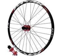 JIESOO Paire Roues Vélo VTT 24/26/27,5/29 Pouces, Jante Vélo Alliage D'aluminium, Roulement Scellé 32H,Moyeux Cassette Roue Avant Et Arrière Montagne for 7 À 12 Vitesses(Red Rear Wheel,26 inch)
