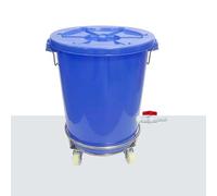JIESOO Tonneau de collecte de pluie avec support de 35/50/80/120 litres avec couvercle et roulettes, réservoir d'eau en plastique durable (bleu, 41,5 x 53,5 cm)