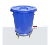 JIESOO Tonneau de collecte de pluie avec support de 45/67/80/120 litres avec couvercle et roulettes, réservoir d'eau en plastique durable (bleu, 47,5 x 58,5 cm)