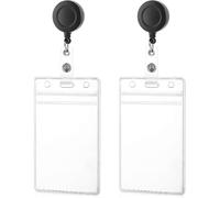 Jieunxx Lot de 2 porte-badges en plastique souple avec clip rétractable pour badge - Porte-carte d'identité transparent - Protection pour cartes de crédit, convient pour les infirmières, les médecins