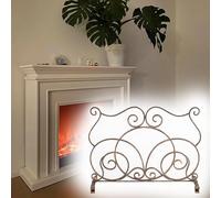 Jievmrs Pare Feu Cheminée Pare-étincelles Autoportant pour Cheminée, Pare-étincelles en Fer à Panneau Unique, Barrière Anti-feu avec Support pour Fournaise de Ferme