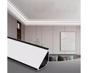 Jievmrs Profilé LED Moulure de Couronne Noire, Canal D'éclairage en Aluminium, Canal Diffuseur D'éclairage Indirect à LED Décoratif, Canal de Lèche-Mur pour Plinthe/Plafonnier(9.8ft/3.0m)