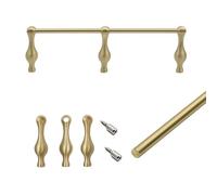 Jievmrs Rail de Protection Barres de Protection Décoratives en Laiton pour Étagères, Barre de Protection pour Étagère en Or Brossé avec Montants, Kit de Ferrure pour Garde-Corps(Style A,32in/81cm)
