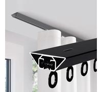 Jievmrs Rail Rideaux Tringle à Rideaux de Plafond pour Fenêtres, Système de Rails Coulissants pour Espace Privé/Douche, Kit de Rails de Plafond en Aluminium pour Salon(Black,1.8m/5.9ft)