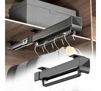 Jievmrs Tringle Penderie Barre de Valet de Placard Coulissante Robuste, Support de Tringle de Penderie en Métal avec Rail Coulissant, Barre de Penderie Supérieure pour Suspendre(57cm(22 2/4"))