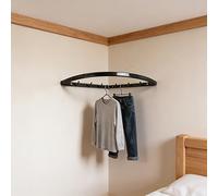 Jievmrs Tringle Penderie Barres d'angle pour Penderie, Support de Barre de Penderie Incurvé pour Douche, Porte-cintres Gain de Place en Fer(Black,50cm(19 3/4"))