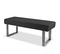 jiexi Banc de salle à manger moderne avec rembourrage, banc de chambre pour coin intérieur avec pieds en métal, banc en cuir synthétique pour entrée, cuisine, salon (noir)