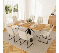 JIEXI Ensemble de table à manger avec 6 chaises extensibles, 7 pièces avec table de cuisine et chaises rembourrées, meubles de salle à manger pour cuisine, salle à manger, salon, aspect bois noir