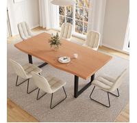 JIEXI ensemble de table de cuisine moderne pour 4 à 6 personnes, table en bois MDF renforcé pour salle à manger (Beige)