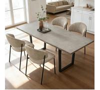 JIEXI Ensemble de table de salle à manger extensible style industriel moderne, 4 chaises rembourrées (Gris)