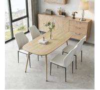 JIEXI Ensemble de table de salle à manger moderne pour 4 personnes - Surface résistante en bois et 4 chaise de salle à manger