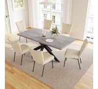 JIEXI Ensemble de table et chaises extensibles, moderne table de salle à manger extensible et chaises de 4-6 places, plaque de MDF adaptée au salon, cuisine, longueur 130-170 cm (table + chaises beige