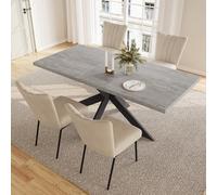JIEXI Ensemble de tables à manger pour 4-6 personnes, table à manger extensible, table moderne en MDF gris, adaptée au salon, à la cuisine, aux réunions
